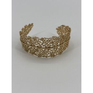 Gold Tone Filigree Leaf Cuff Bracelet Women's Fashion Jewelry